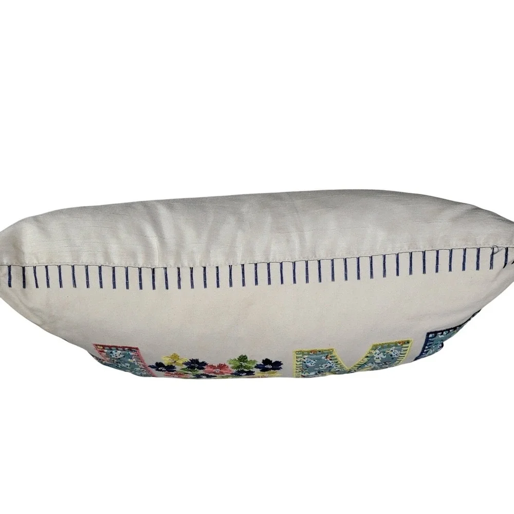 HOME Duck Down Feathers Throw Pillow 12x20 Sequins Embroidered by Cynthia Rowley